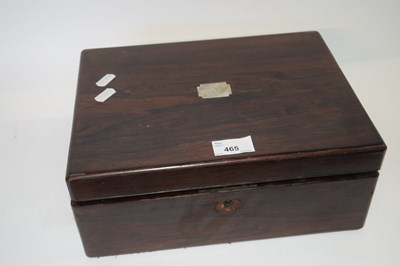 Lot 465 - Victorian rosewood writing box of hinged...