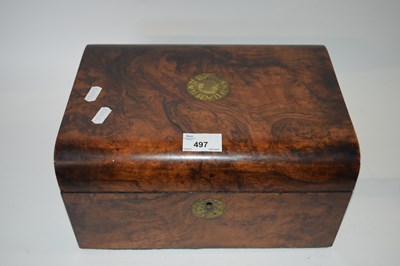 Lot 497 - A Victorian walnut jewellery box of hinged...