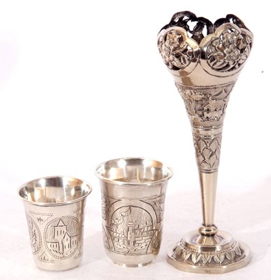 Lot 166 - Mixed Lot: two Russian silver vodka cups,...