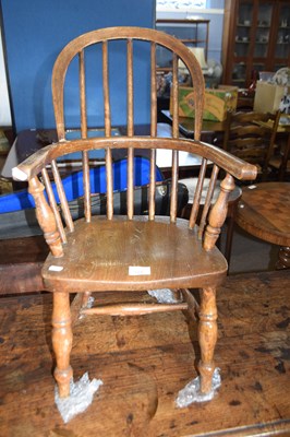 Lot 523 - A elm seated Windsor type stick back chair ,...