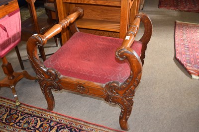 Lot 508 - A Victorian oak framed large stool or window...