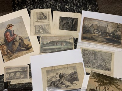 Lot 137 - Folder of 19th century watercolour, ink and...