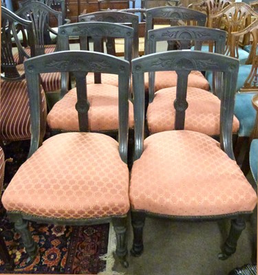 Lot 523 - A set of six late Victorian dining chairs with...