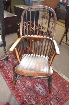 Lot 545 - A 19th Century elm seated stick back Windsor...