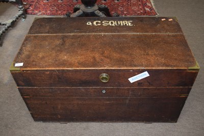 Lot 605 - A Victorian military oak blanket box with...