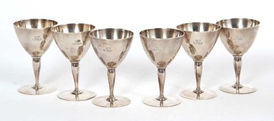 Lot 213 - A set of six "Tiffany & Co" sterling wine...