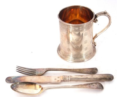 Lot 185 - Cased Victorian silver four-piece christening...