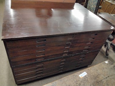 Lot 606 - Early 20th Century dark wood plan chest with...