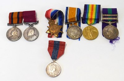 Lot 42 - Boer war, First World War family medal group,...