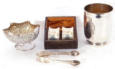 Lot 189 - Mixed Lot: Edwardian silver small mug of plain...