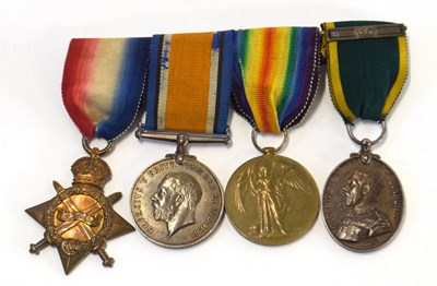 Lot 57 - British First world war medal group of four,...
