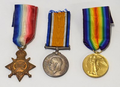 Lot 76 - First world war British medal group of three...