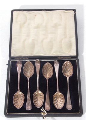 Lot 192 - Set of six 18th century silver tea spoons, Old...