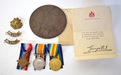 Lot 85 - First World War British casualty medal trio...