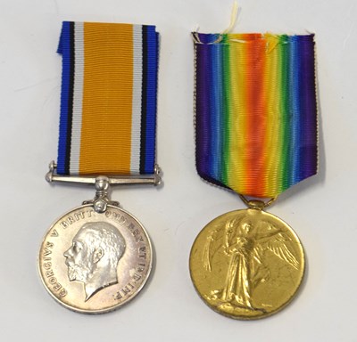 Lot 87 - First World War medal pair comprising of...