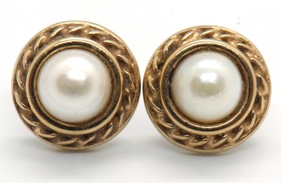 Lot 89 - A pair of 9ct cultured pearl earrings, the...