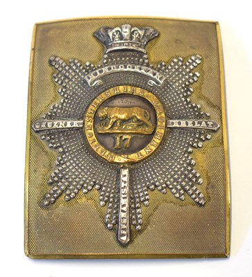 Lot 152 - Victorian bi metal rectangular 17th regiment...
