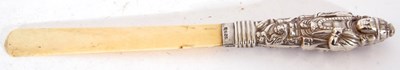 Lot 20 - Victorian silver and ivory letter opener or...