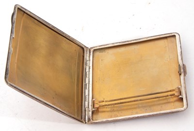 Lot 40 - Art Deco silver cigarette case, engine turned...