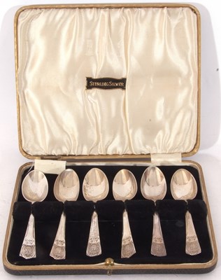 Lot 120a - Cased set of six George V commemorative spoons,...