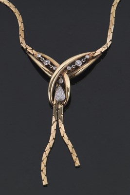 Lot 83 - A 9ct diamond necklace, set to centre with...