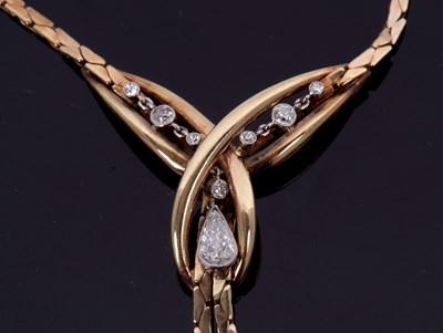 Lot 83 - A 9ct diamond necklace, set to centre with...