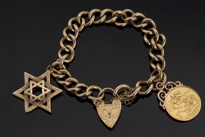 Lot 339 - A 9ct charm bracelet, the curblink braclet...