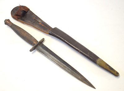 Lot 219 - Fairburn sykes fighting knife with leather...