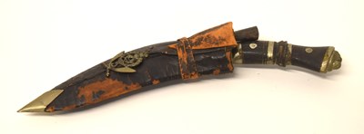 Lot 264 - Small Indian made souvenir kukri in leather...