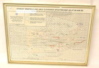 Lot 270 - Framed 1980s Royal Engineers map of Falkland...