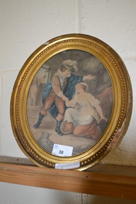 Lot 38 - 19th Century coloured print of a young couple...