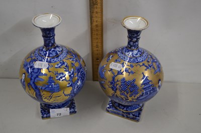 Lot 72 - A pair of Foley ware pedestal vases with...