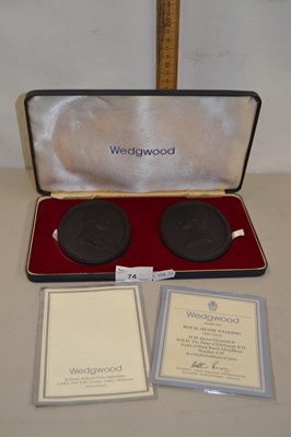 Lot 74 - Wedgwood Royal Silver Wedding cased basalt...