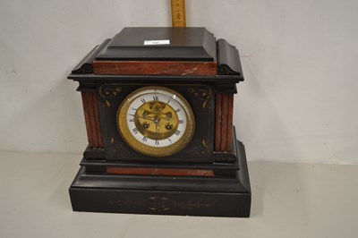 Lot 79 - Victorian black slate and marble case mantel...