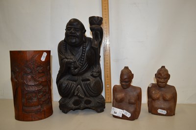 Lot 94 - Mixed Lot: Chinese carved bamboo brush pot...