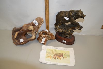 Lot 113 - Two bone pieces of fossilised wooly rhino bone...