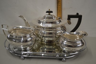 Lot 138 - Silver plated tea set and tray