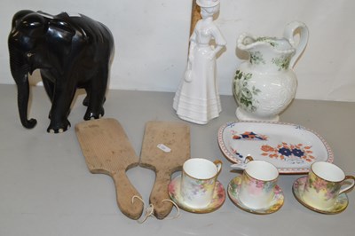 Lot 188 - Mixed Lot: Ebony elephant, Spode figurine,...