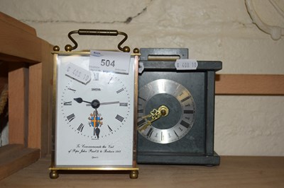 Lot 504 - Modern grey slate mantel clock and a...