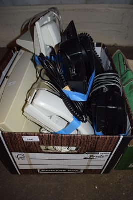 Lot 586 - Box of assorted telephones and sundry equipment