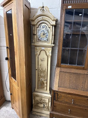 Lot 226 - 20th Century grandmother clock set in a cream...