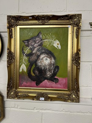 Lot 241 - 20th Century school study of a cat with a fish...