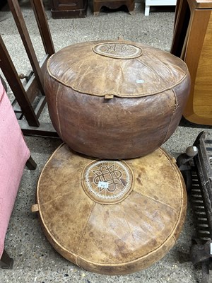 Lot 272 - Three retro leather covered footstools