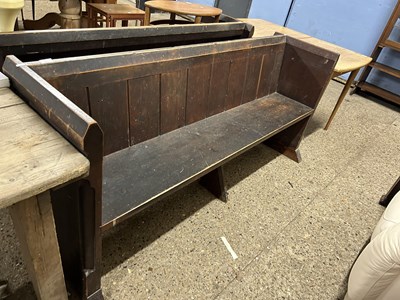 Lot 280 - Stained pine Church pew, 180cm wide