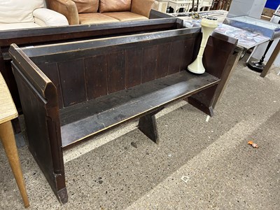 Lot 283 - Stained pine Church pew, 180cm wide