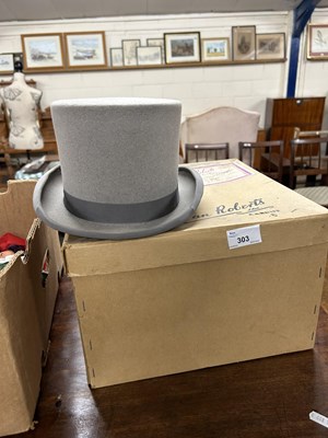 Lot 303 - A top hat by S. Patey, size 6 7/8 plus a...