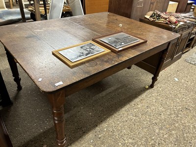 Lot 314 - A Victorian oak dining table on turned legs,...