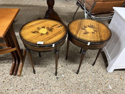 Lot 335 - A pair of modern inlaid occasional tables with...