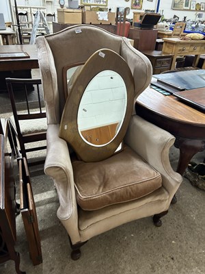 Lot 344 - Georgian style wing back armchair