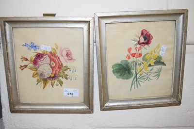 Lot 675 - Two floral watercolour studies, framed and glazed